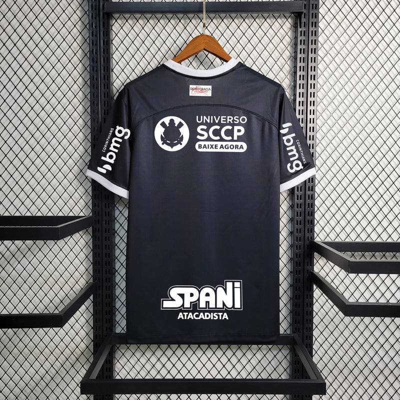 Camisa Corinthians 23/24 Preta Listrada Com Patrocínios