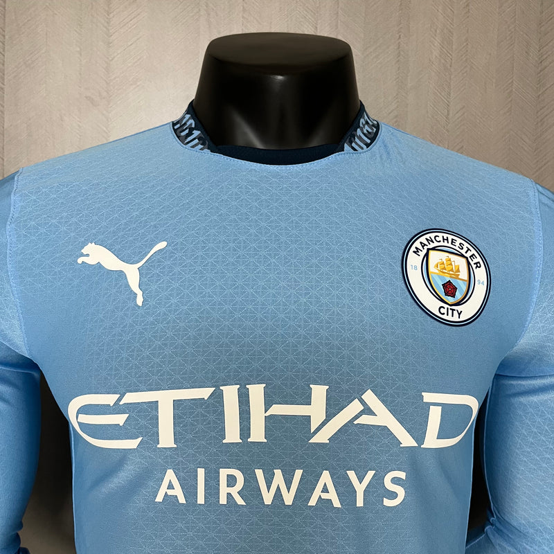 Camisa Manchester City - Versão Jogador 24/25 Home 1 - Manga Longa
