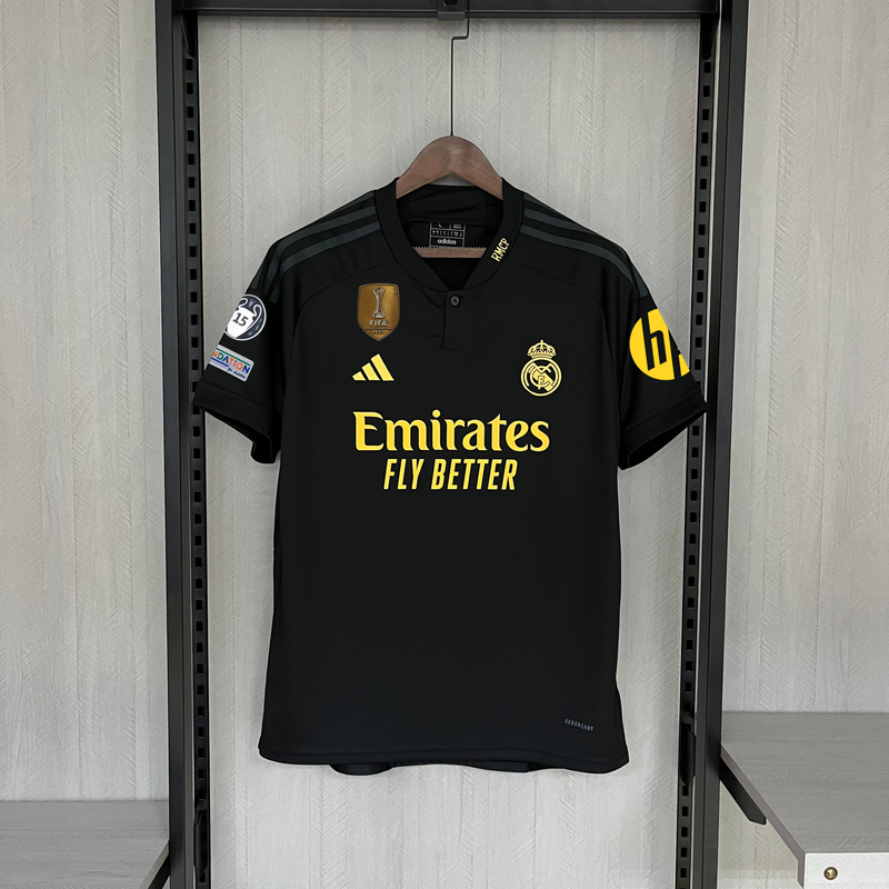 Camisa Real Madrid Preto 24/25 Home 2 - 15 Champions