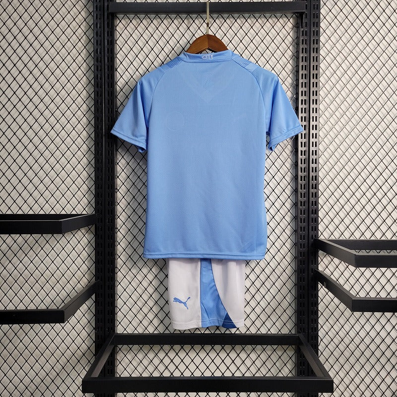 Conjunto Infantil Manchester City I - 2023/24 Azul